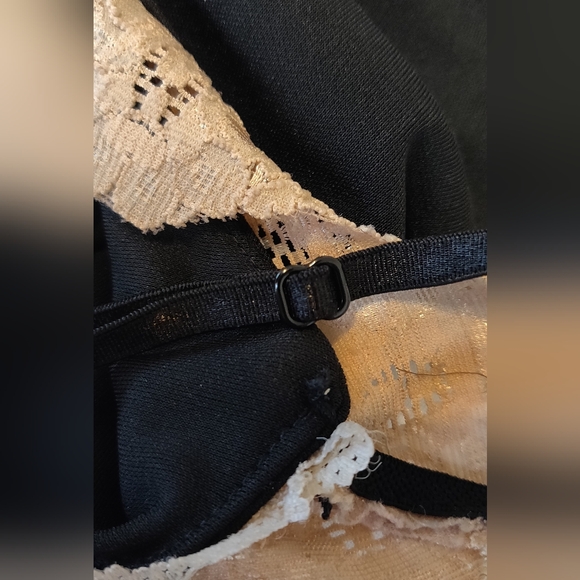 Vintage Fredericks of Hollywood Black Slip Negligee Dress LACE UP BACK Large - Picture 16 of 16